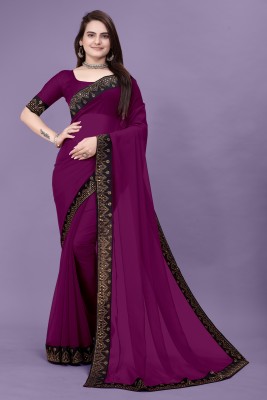 JENNVIA Self Design Daily Wear Georgette Saree(Purple)