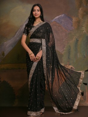 Ratnavati Embellished Bollywood Georgette Saree(Black)