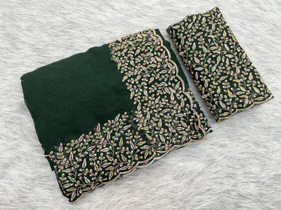 NEELMADHAV FASHION Embroidered Bollywood Tissue Saree(Green)