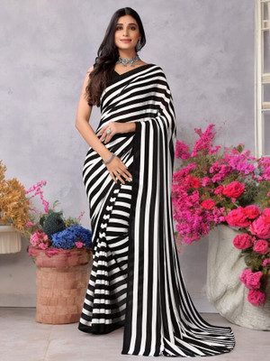 NIRMOHIFASHION Embroidered Bollywood Georgette Saree(Black)