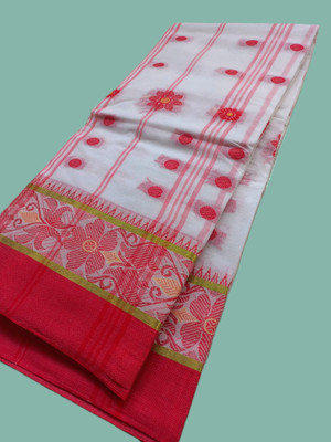 kunduhouse Self Design Tant Pure Cotton Saree(Light Blue)
