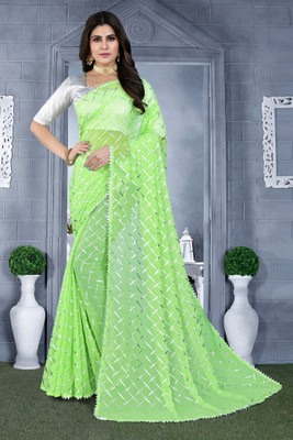 Prutha Fashions Embellished Daily Wear Georgette Saree(Light Green)