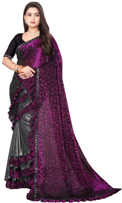 EPRIMPEX Self Design Bollywood Lycra Blend Saree(Purple)