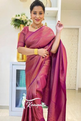 dhruvisha creation Self Design Banarasi Cotton Silk Saree(Pink)