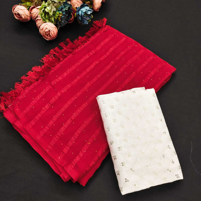 Mahadev Retail Shop Self Design Bollywood Chiffon Saree(Red)