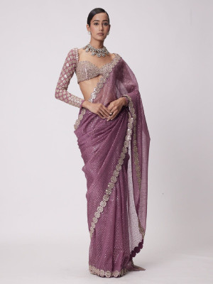 MRUTIENTERPRIS Embellished Bollywood Georgette Saree(Purple)