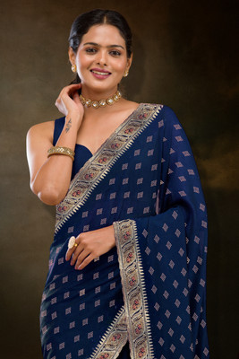 SANSKAR TEXTILE Embroidered Bollywood Georgette Saree(Light Blue)