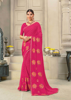 Laxmipati sarees Embroidered Bollywood Chiffon Saree(Pink)