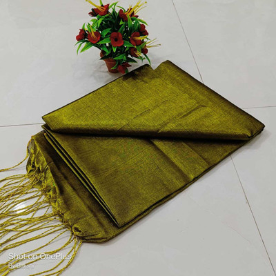 NAMITASAREES Solid/Plain Handloom Tissue Saree(Light Green)