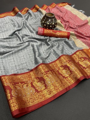 Ozon Designer Fab Woven Bollywood Cotton Silk, Pure Silk Saree(Multicolor)