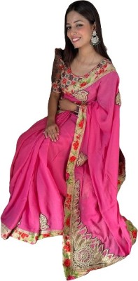 PARANGAT Embroidered Bollywood Georgette Saree(Pink)