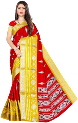 INDONIQ Printed Daily Wear Tussar Silk Saree(Red)