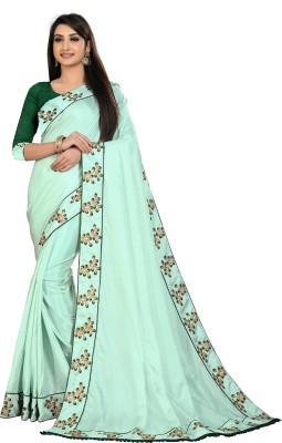 Vedant Vastram Embroidered Bollywood Silk Blend Saree(Light Green)