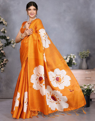 YASHIKA Printed Daily Wear Art Silk Saree(Yellow)