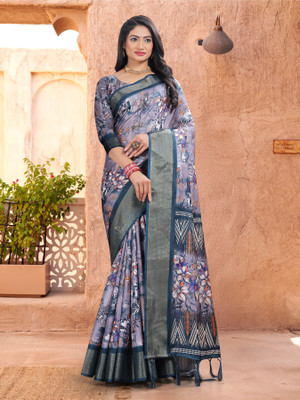 Tejal Creation Digital Print Bollywood Cotton Silk Saree(Multicolor)