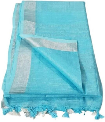 KRAFTLAY Self Design Handloom Handloom Pure Cotton Saree(Blue)