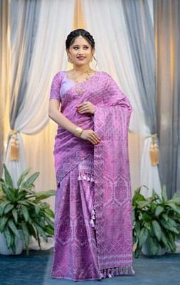 Sheden Lopez Creation Woven Mekhela Chador Silk Blend Saree(Purple)