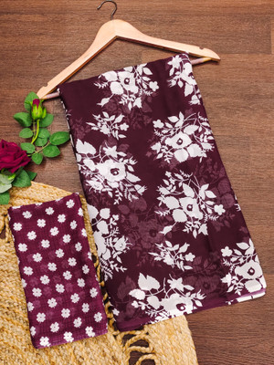 Anand Sarees Floral Print Daily Wear Georgette Saree(Purple)