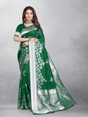 SareeChic Woven Kanjivaram Pure Silk Saree(Light Green)