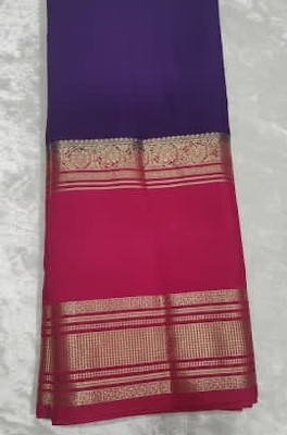 Nafis creation Solid/Plain Saree with Attached Blouse Nylon Saree(Multicolor)