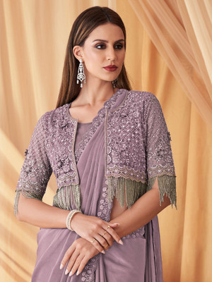 Tasrika Embellished Bollywood Georgette Saree(Purple)