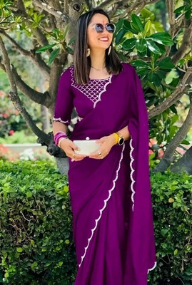 Kathiyawade Solid/Plain Banarasi Georgette Saree(Multicolor)