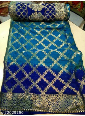 SONAM SAREES Woven Bandhani Art Silk Saree(Blue)