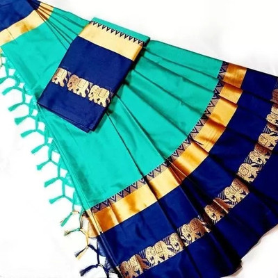 Mortal Textile Woven Handloom Cotton Silk Saree(Multicolor)