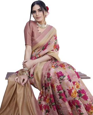 Priyashi Printed Mysore Art Silk Saree(Pink)