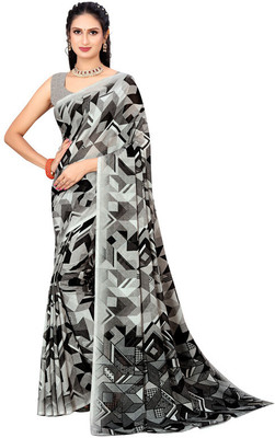 KISSAH Printed Bollywood Georgette Saree(Multicolor)