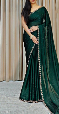 ND ENTERPRISE Embellished Bollywood Chiffon Saree(Gold, Dark Green)