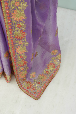 KHRITI FAB Embroidered Bollywood Jimmy choo Saree(Purple)