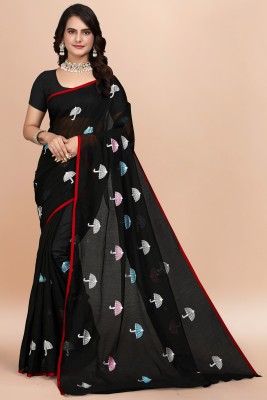 Aika Embroidered Chanderi Chanderi Saree(Black)