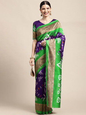 ANOUK Printed Bandhani Art Silk Saree(Multicolor)