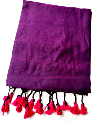 sheeisqueen Solid/Plain Handloom Handloom Cotton Blend Saree(Purple)