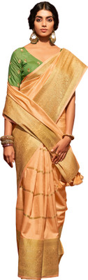 Akhilam Embroidered Leheria Silk Blend Saree(Pink)