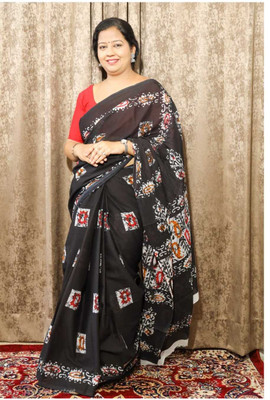 CRAFTWELL Printed Handloom Pure Cotton Saree(Multicolor)