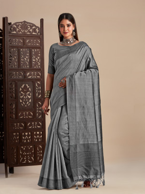 MIMOSA Self Design Kanjivaram Art Silk Saree(Grey)