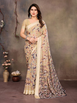 Moda Rapido Printed Daily Wear Georgette, Satin Saree(Multicolor)