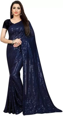 SHOBHTESH Embellished Bollywood Georgette Saree(Blue)