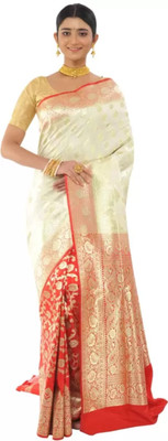 katan Woven Banarasi Art Silk Saree(White)
