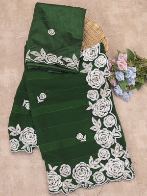 DRASHTI ART Embroidered Bollywood Georgette Saree(Green)
