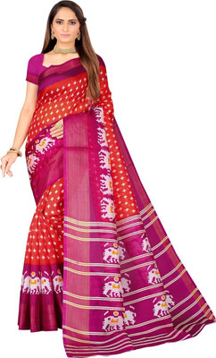 Saadhvi Self Design Bhagalpuri Art Silk Saree(Orange)