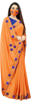 pUNYATHA CREATION Embroidered Chanderi Art Silk Saree(Multicolor)