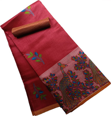 Gugaliya Printed Daily Wear Cotton Blend, Art Silk Saree(Multicolor)