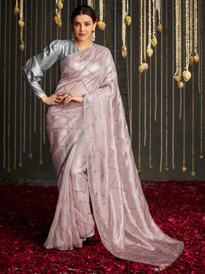 Divastri Embroidered Bollywood Silk Blend Saree(Gold)