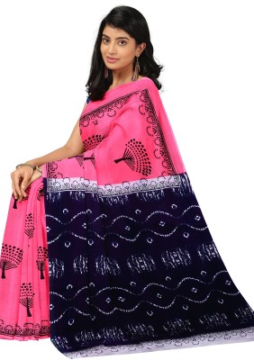 RAMNATH'S Printed, Color Block, Blocked Printed Daily Wear Pure Cotton Saree(Pink)