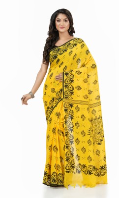 Desh Bidesh Woven Handloom Handloom Pure Cotton Saree(Yellow)