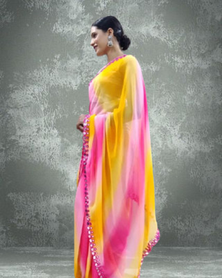 Jayu Dyed Bollywood Georgette Saree(Yellow)
