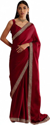 Tantvi Woven Handloom Art Silk Saree(Red)